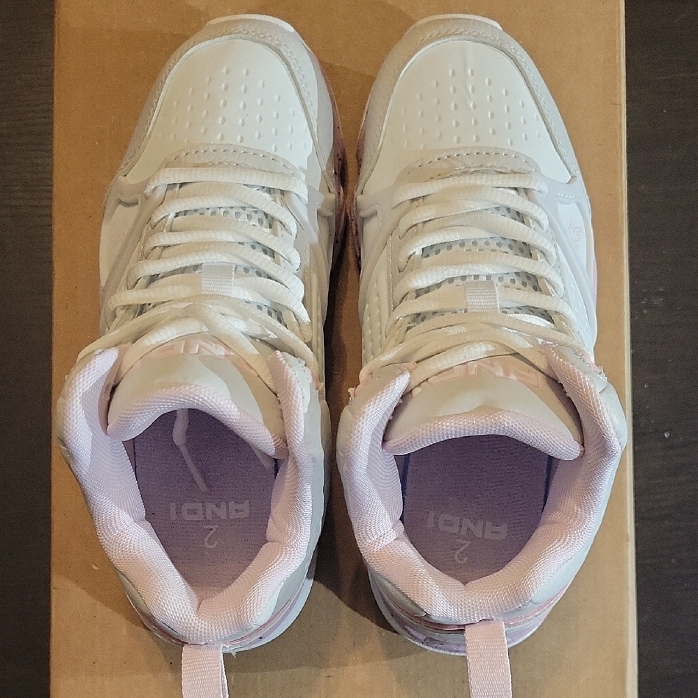 AND1 Assist 6.0 "Pink White & Grey" Sneakers Girls 3.5 Boys 2Y NWT - Picture 6 of 10